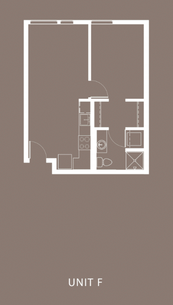 Floor plan for 1 bed, 1 bath, 507 sqft